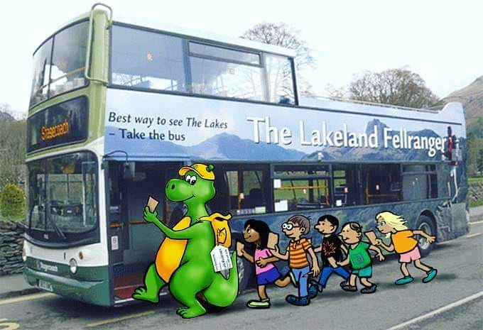 Bownessie with fellow travellers boarding The Lakeland Fellranger bus